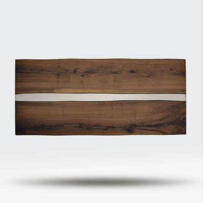 Tavoli artigianali in legno pregiato di Noce Walnut con resina epossidica